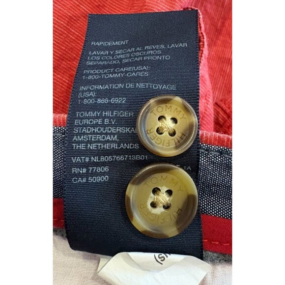 TOMMY HILFIGER Shorts Men's Size 40 Red Chino Regular Casual Flat Front Cotton - Picture 4 of 8